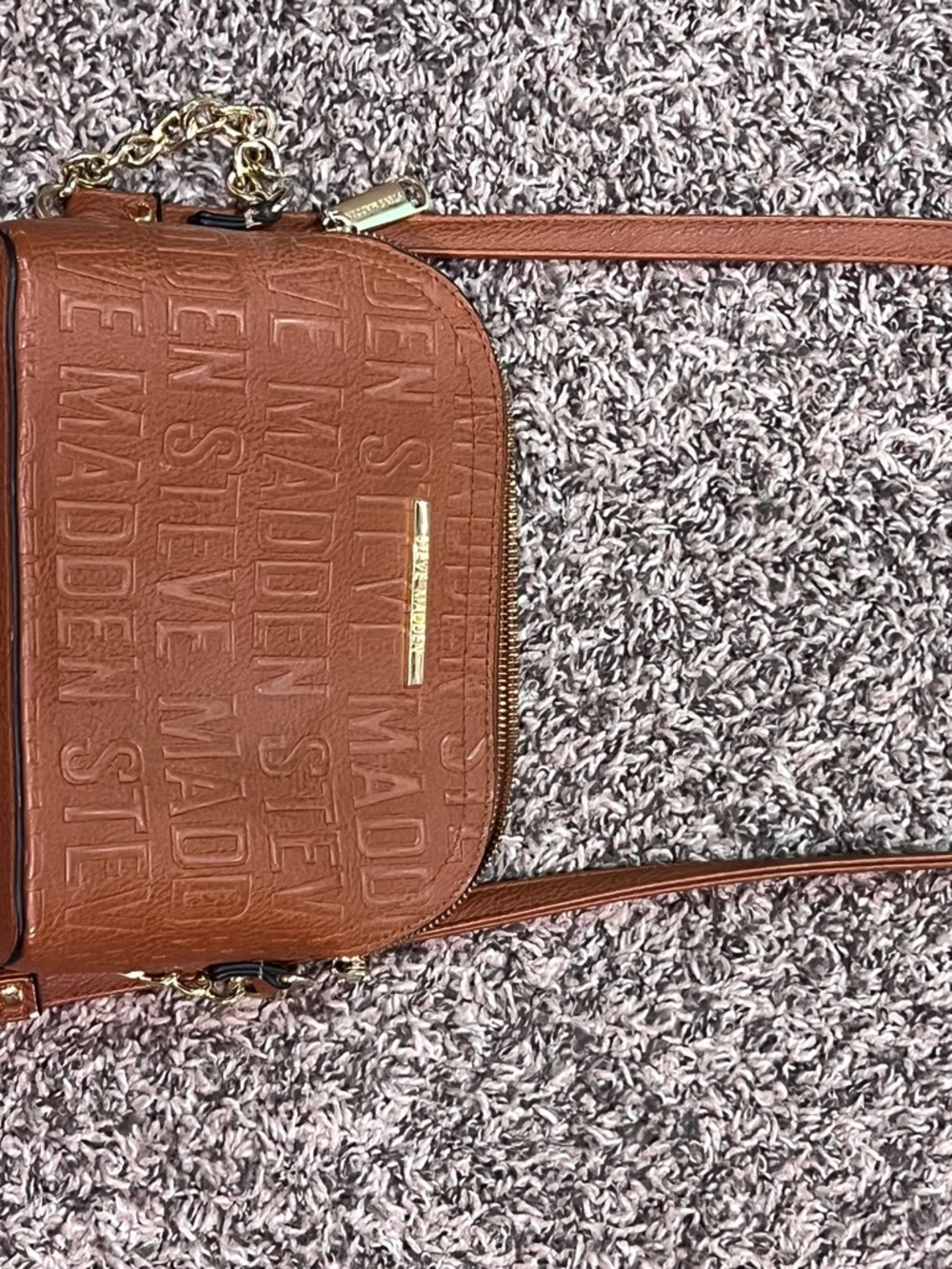 Steve Madden Embossed Cognac Leather Crossbody